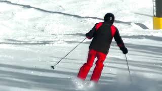 Dad 80 son 57 skiing Eldora CO feb 2020 slow mo