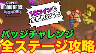 【バッジチャレンジ】全コース10コイン取ってクリアする参考動画【スーパーマリオブラザーズ ワンダー】