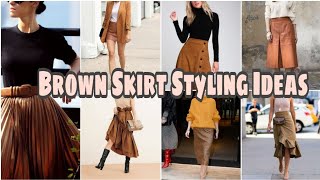 Different Ideas On How To Style Brown Skirt @outfitideasmommyAzil