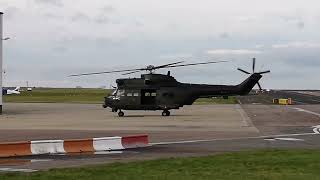 RAF Puma military aircraft at Norwich Airport