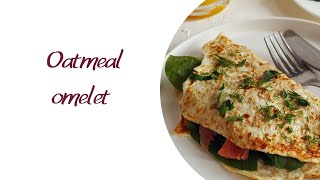 What to cook for breakfast? Healthy oatmeal omelet with salmon and spinach.