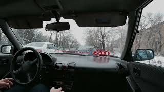 Driving in the first person in Bishkek  Mazda 323 F