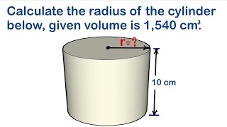 radius of a cylinder given volume