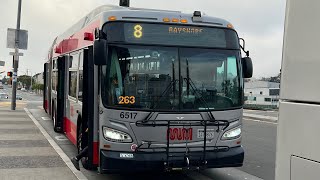 San Francisco MUNI 2015 New Flyer Xcelsior XDE60 6517 on route 8 Bayshore