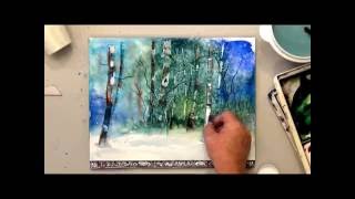 How To Scrape Watercolor Birch Trees - Easy Watercolor Technique for Watercolor Landscapes