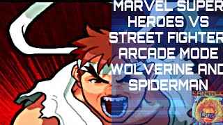 Marvel Super Heroes vs Street Fighter Arcade Mode Gameplay. Spiderman and Wolverine