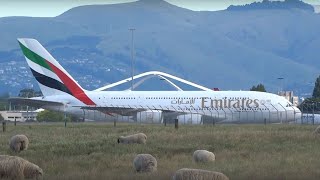 Emirates Airbus A380 Departuring Christchurch Airport, New Zealand