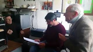 Pietro Faleni, Raffaele Nizza and Marzio Pelù rehearsaling "Malafemmena" (Antonio De Curtis - Totò)