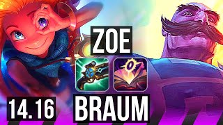 ZOE & Hwei vs BRAUM & Nilah (SUP) | 10/1/7, 700+ games, Godlike | NA Grandmaster | 14.16