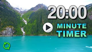 20 Minute Timer Repeating 4 Hours | ⏰ Beeping Alarm | No Music  | Study Aid Mountains & Ocean