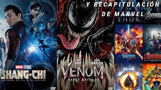 mis películas en dvd clon o copia de shang-chi y venom 2, ya las tengo y recapitulación de marvel