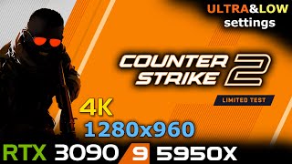 Counter-strike 2 Limited Test Build | RTX 3090 | 4K | 1280 x 960 | 5950X | Ultra & Low settings