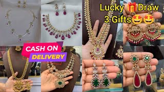 Lucky Draw🎁 latest one gram gold jewellery models wholesale Cash On Delivery👉9848716706 #viralvideo