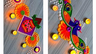 3 big Diwali rangoli designs | daily rangoli designs | tulsi vivah rangoli | Diwali door rangoli