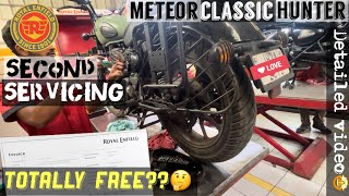 RE Meteor 350 Second Service |Zero Cost?🤔|5000kms/06months|A detailed video🫡|Must watch before u go.