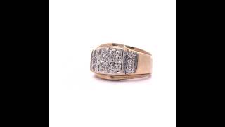 Men's 0.40 Carat Diamond Pavé Tapered Beveled Ring in 14k Yellow Gold