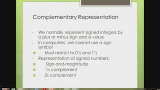 CSC159 - chapter 2 sign and magnitude