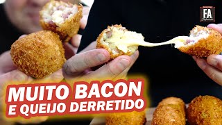 BOLINHO SEM MASSA COM BACON E MUÇARELA EMPANADO