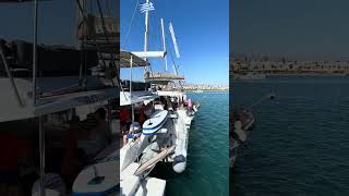 Three Catamaranns together in the Rethymno city #sailing #adventures