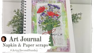 Art journal & Napkins - 🇸🇪 Swedish Flowers on a Wonderful Summer Day #ArtsySecondSunday Video Hop 🎬▶