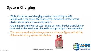 AHRI Refrigerant Webinar Series | 8: Servicing A2L Refrigerant Systems