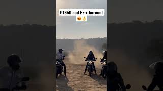 Tyre burnout of gt650 and fz-x #shorts #bike #viral #burnout #throttleshrottle #royalenfield #r15