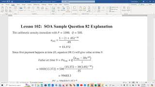 Actuarial SOA Exam FM Prep Lesson 102 SOA Sample Question 82 Solution