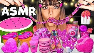 ASMR *PINK FOOD* NERD ROPE, WATERMELON CAKE, BUTTERFLY COOKIE, CINNAMON BUN, MACAROON, CUPCAKE 먹방