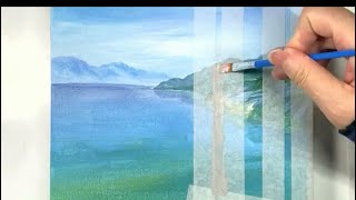 Flowers By the Window Over Sea/ Easy Acrylic Painting Tutorial For Beginners Step By Step #469