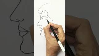 How to draw a girl face profile easy #shorts #art