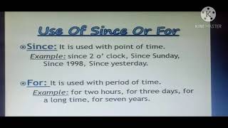 Use of 'Since & For'