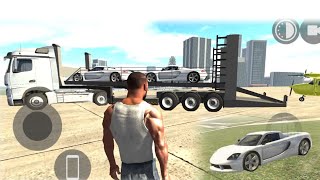 Indian bikes driving 3D - Truck Trailer/Kontainer membawa muatan mobil sport Porsche