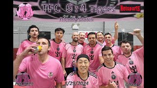 8/29/2024 Tuesday 9:00pm - Triangle Futsal Club (TFC) vs Tigers - 6v6 indoor soccer (Full game)