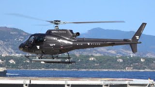 Airbus Helicopters H125 ( AS350 ) landing and take off at Monaco heliport