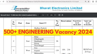 BEL Engineer Recruitment 2024 | Engineer Jobs in Odisha  2024 | Odisha Jobs | 517 Engineer Vacancy