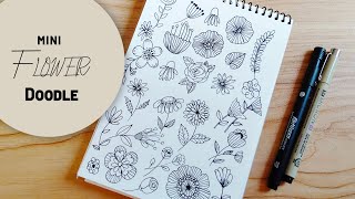 Stress relief floral doodle | bullet journal flowers and leaves easy doodle idea #doodleart