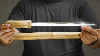 Creating an Unrealistically Sharp Knife from a Piece of Metal and Bamboo