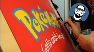 Hand painting the ICONIC POKEMON logo.. AND IT CAME OUT AMAZING! | Lettering & logo painting