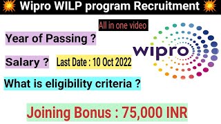 Wipro Off campus drive WILP with joining bonus :💚75,000/- Rs |✓Eligibility criteria ,branch ??