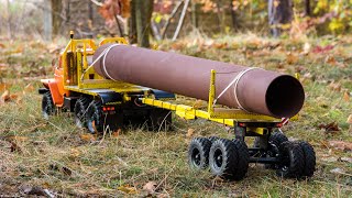 Cross RC UC6 & T835 Ural 4320  - Transport of pipeline in forest terrain part 3/4