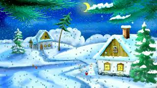 animated cartoon village background with snowfall motion graphics green screen copyright free video