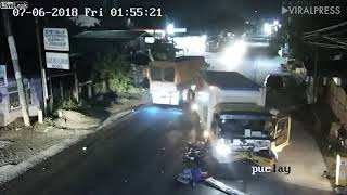 Motorcyclist Head On Collision With Delivery Truck