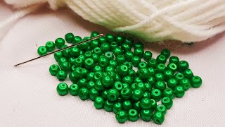 superb beads flower with woolen thread #sanahandstitch