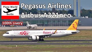 Pegasus Airlines *100th Livery* Airbus A321neo TC-RDP landing at Berlin Brandenburg Airport