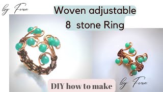 8 Stone Bead Ring, Wire Woven Ring DIY/Tutorial in Weaving ring band making Adjustable Wire Ring