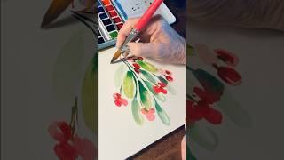 A simple little holiday watercolor card. Beginners will love this one 🩷   #art #shorts #watercolor