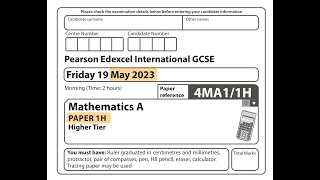 IGCSE Mathematics June 2023 - 4MA1/1H