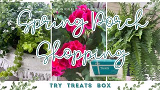 SPRING PORCH SHOPPING FOR PLANTS || TRY TREATS SUBSCRIPTION BOX || PLANT HAUL || FRONT PORCH IDEAS