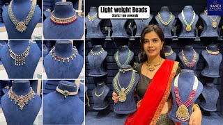 Lightweight beads jewellery | Starts @ 18000 rs/- 22k Gold harams & Chokers designs Nandi Jewellers