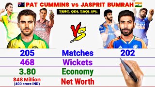 Pat Cummins vs Jasprit Bumrah Full Comparison || Match, Wickets, Economy, B.B.M, 5W and More